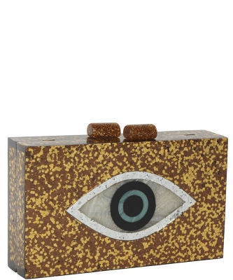 Fashion Square Eye Two Tone Texture Acrylic Clutch Handbag HBG-104491 GOLD